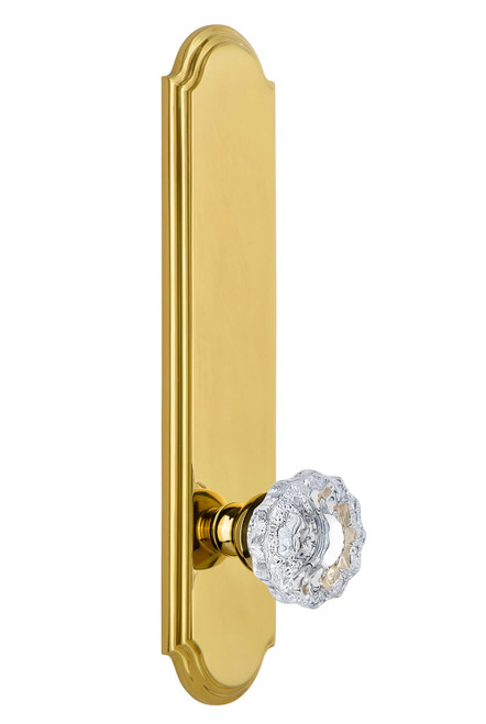 Grandeur Versailles Clear Crystal Door Knob - Arc Tall Plate - 279 x 64mm - Polished Brass