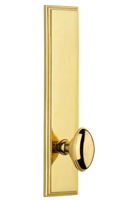 Grandeur Oval Eden Prairie Door Knob - Carre Tall Plate - 279 x 64mm - Polished Brass