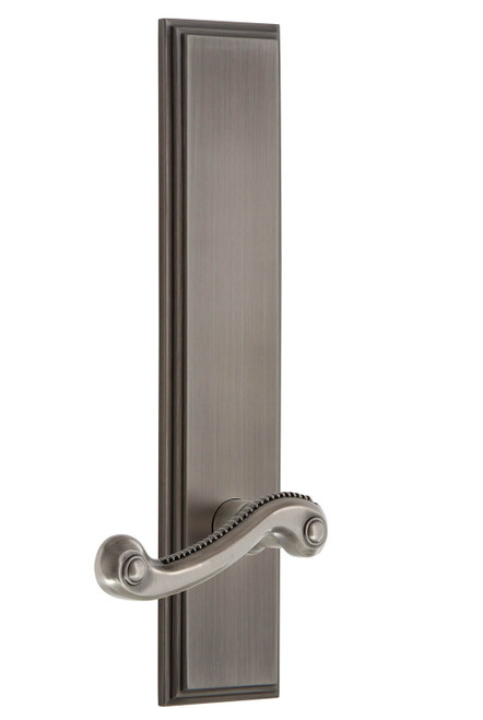 Grandeur Georgian Newport Lever Door Handle - Carre Tall Plate - 279 x 64mm - Antique Pewter