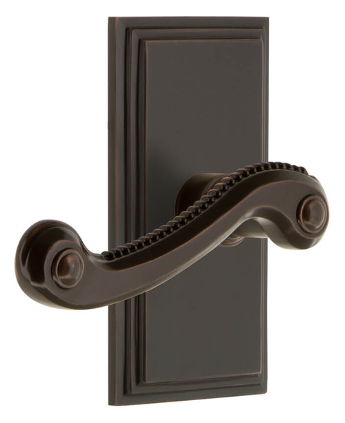 Grandeur Georgian Newport Lever Door Handle - Carre Short Plate - 121 x 64mm - Timeless Bronze