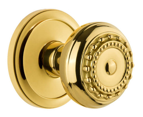 Grandeur Parthenon Door Knob - Circulaire Rosette - 69mm - Polished Brass