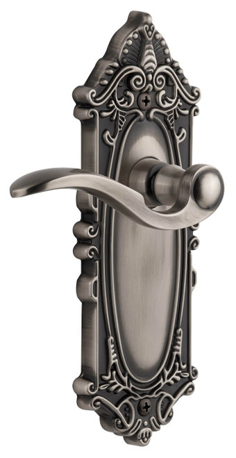 Grandeur Bellagio Lever Door Handle - Grande Victorian Plate - 210 x 71mm - Antique Pewter