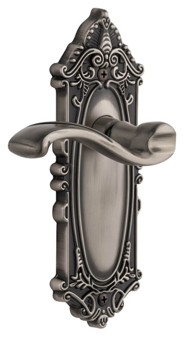 Grandeur Portofino Lever Door Handle - Grande Victorian Plate - 210 x 71mm - Antique Pewter