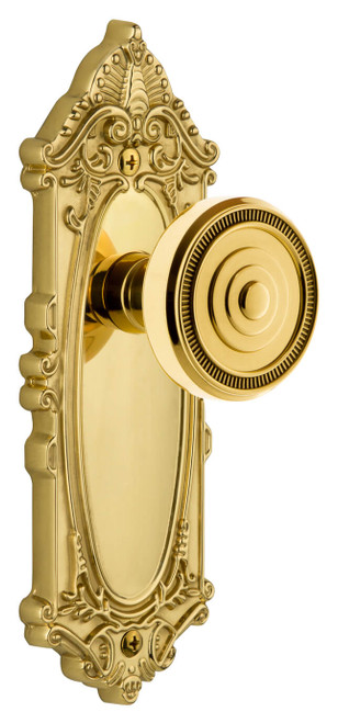 Grandeur Soleil Door Knob - Grande Victorian Plate - 210 x 71mm - Polished Brass