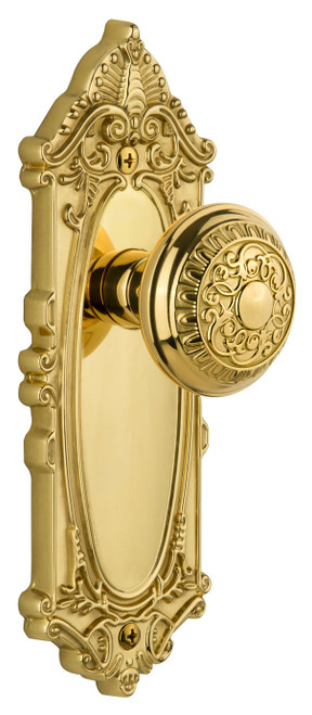 Grandeur Windsor Door Knob - Grande Victorian Plate - 210 x 71mm - Polished Brass