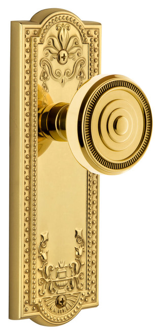 Grandeur Soleil Door Knob - Parthenon Plate - 199 x 67mm - Polished Brass