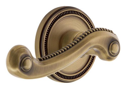 Grandeur Georgian Newport Lever Door Handle - Soleil Rosette - 69mm - Vintage Brass