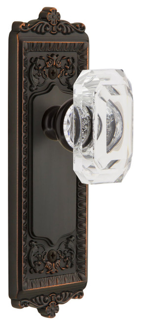 Grandeur Baguette Clear Crystal Door Knob - Windsor Plate - 220 x 67mm - Timeless Bronze