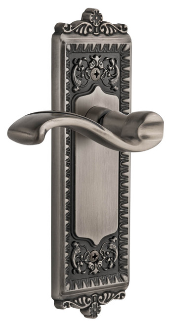 Grandeur Portofino Lever Door Handle - Windsor Plate - 220 x 67mm - Antique Pewter