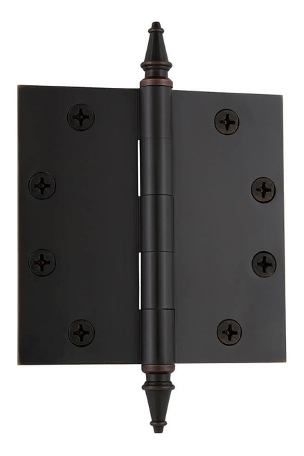 Grandeur Heavy Duty Loose Pin Hinge w/ Steeple Finial - Square - 114 x 114mm - Timeless Bronze