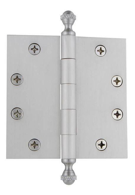 Grandeur Heavy Duty Loose Pin Hinge w/ Acorn Finial - Square - 114 x 114mm - Satin Nickel