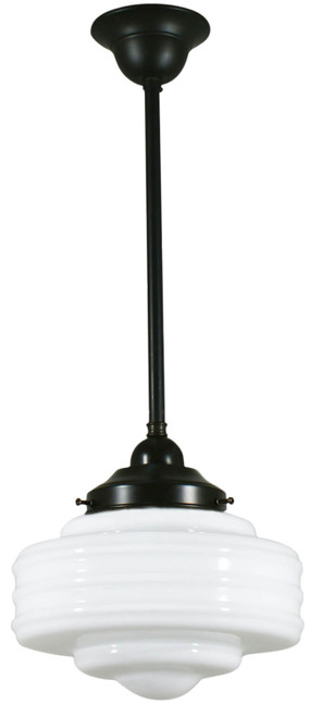 Lighting Inspirations Rod Pendant Light - 8" Detroit Glass - 200mm - Patina Black
