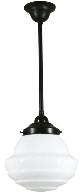 Lighting Inspirations Rod Pendant Light - 9" Parkville Glass - 230mm - Patina Black
