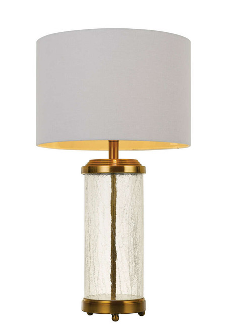 Telbix Chong Glass Base Table Lamp - White Shade - Antique Brass