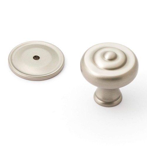 Castella Decade Fluted Cabinet Knob with Backplate - 38mm - Dull Brushed Nickel