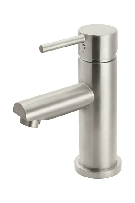 Meir Round Medium Basin Mixer Tap - Fixed Spout - Brushed Nickel