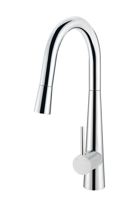 Meir Round Kitchen Mixer Tap with Pull Out Spray - Fixed Spout - Chrome