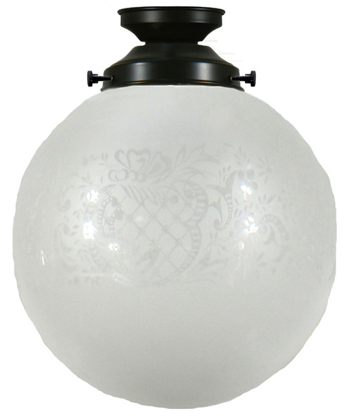 Lode Lighting DIY Batten Fix Light - 10" Sheffield French Etched Glass - 280 x 250mm - Patina Black