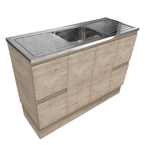 Fienza Citi Laundry Sink with Cabinet - 1185 x 872 x 460mm - Scandi Oak