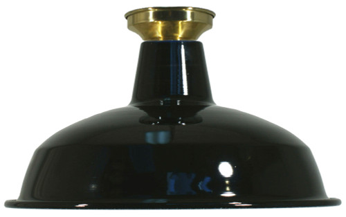 Lode Lighting DIY Batten Fix Light - Black Warehouse Shade - 180 x 300mm - Polished Brass