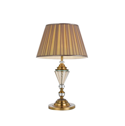 Telbix Oxford Art Deco Glass Base Table Lamp - Gold Shade - Antique Gold
