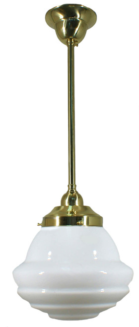 Lode Lighting Rod Pendant Light - 8" Parkville Glass - 230mm - Polished Brass