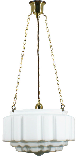 Lode Lighting 3 Chain Pendant Light - 14" St Kilda Glass - 340mm - Polished Brass