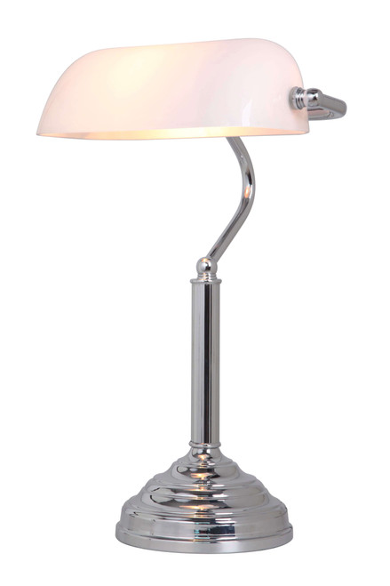 Lighting Inspirations Study Desk Lamp - White Glass - Chrome