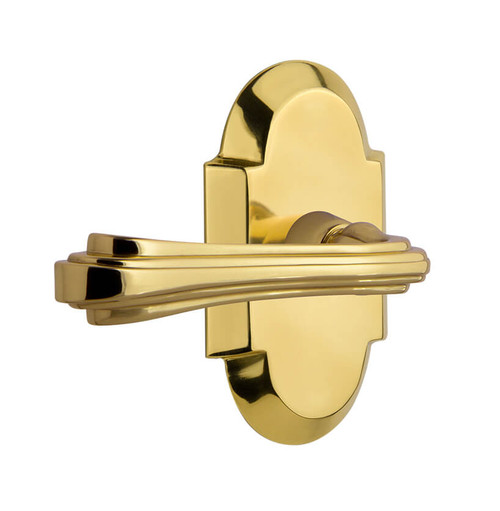 Nostalgic Fleur Lever Door Handle - Cottage Plate - 101 x 63mm - Polished Brass