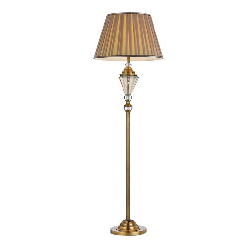 Telbix Oxford Art Deco Glass Base Floor Lamp - Gold Shade - Antique Gold