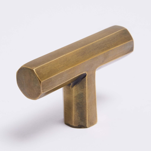 Hepburn Henley T Bar Cabinet Knob - 60mm - Acid Washed Brass