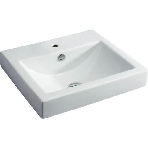 Fienza Low Profile Semi Inset Basin - 500 x 158 x 445mm - Glossy White