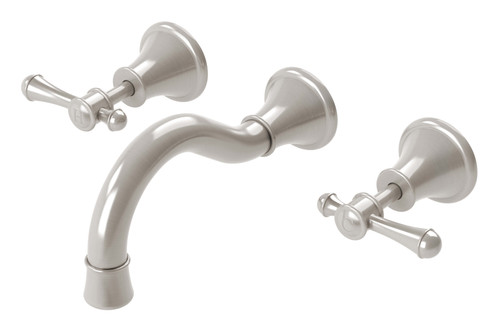 Phoenix Nostalgia Wall Mounted Bath or Basin Tap - Lever Handles - Brushed Nickel