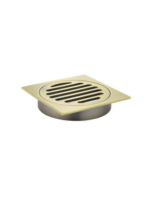 Meir Square Shower Drain - 110mm - Satin Brass