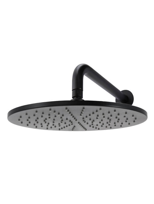 Meir Round Shower Head - Curved Arm - 300mm Rose - Matte Black