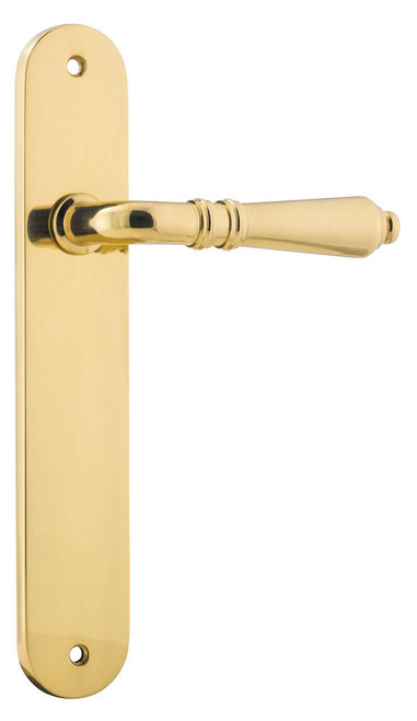 Iver Sarlat Lever Door Handle - Oval Plate - 240 x 40mm - Polished Brass