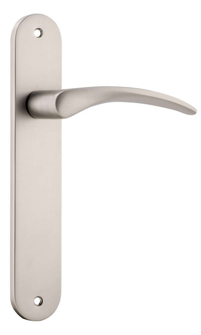 Iver Oxford Lever Door Handle - Oval Plate - 240 x 40mm - Satin Nickel