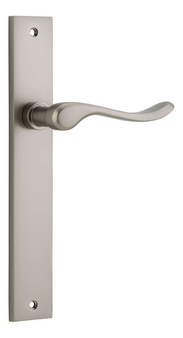 Iver Stirling Lever Door Handle - Rectangular Plate - 240 x 38mm - Satin Nickel