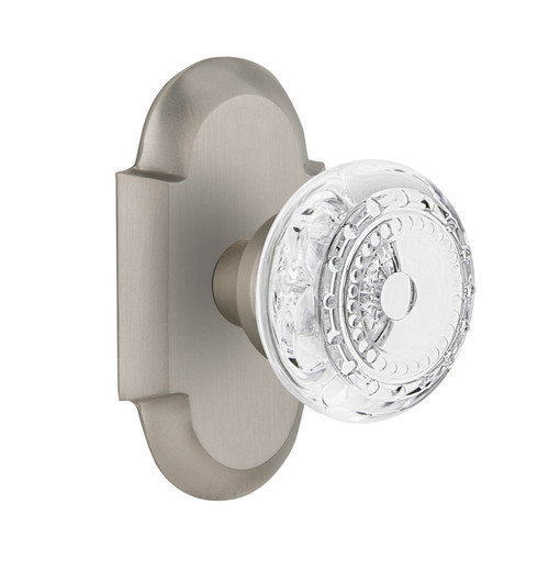 Nostalgic Classical Crystal Meadows Door Knob - Cottage Plate - 102 x 64mm - Satin Nickel