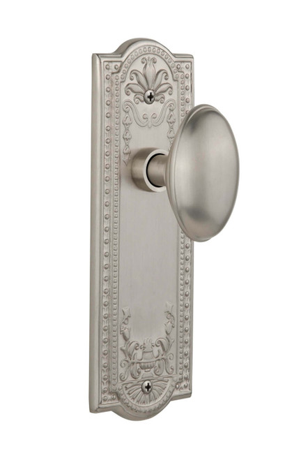Nostalgic Classical Revival Homestead Door Knob - Meadows Plate - 200 x 67mm - Satin Nickel