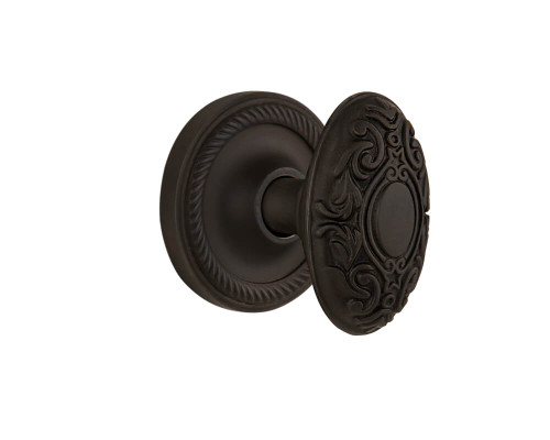 Nostalgic Victorian Door Knob - Georgian Rope Rosette - 64mm - Oil-Rubbed Bronze