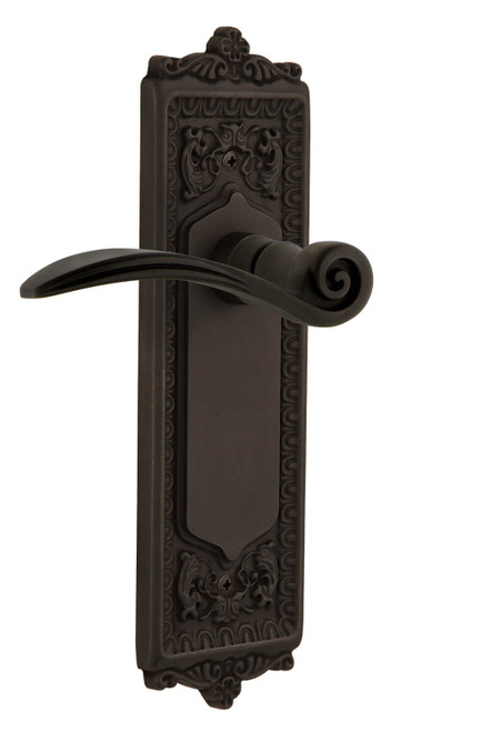 Nostalgic Renaissance Swan Lever Door Handle - Egg & Dart Plate - 222 x 66mm - Oil-Rubbed Bronze