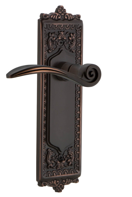 Nostalgic Renaissance Swan Lever Door Handle - Egg & Dart Plate - 222 x 66mm - Timeless Bronze