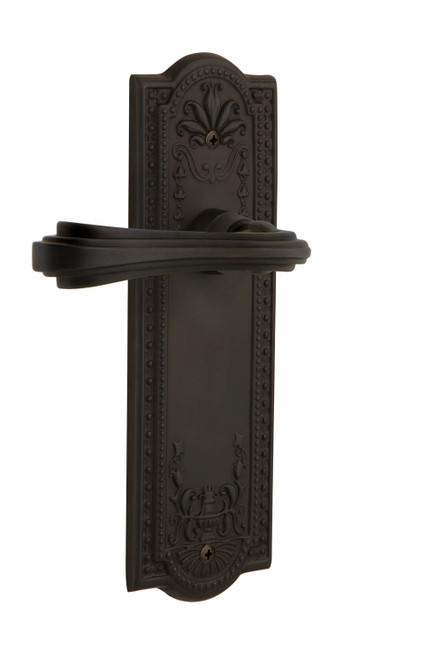 Nostalgic Decorative Fleur Lever Door Handle - Meadows Plate - 200 x 66mm - Oil-Rubbed Bronze