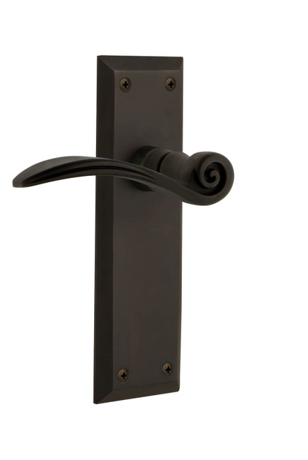 Nostalgic Traditional Swan Lever Door Handle - New York Plate - 178 x 57mm - Oil-Rubbed Bronze