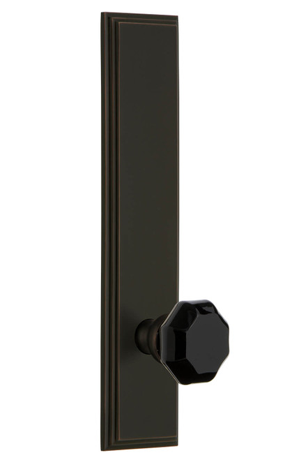 Grandeur Lyon Black Crystal Door Knob - Carre Tall Plate - 279 x 64mm - Timeless Bronze