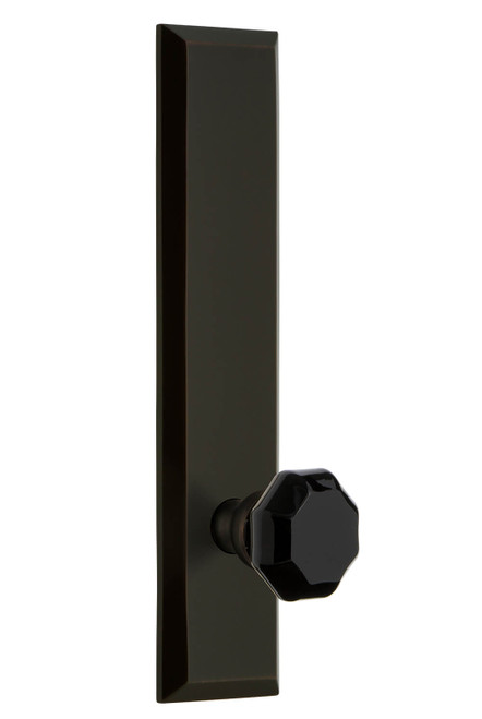 Grandeur Lyon Black Crystal Door Knob - Fifth Avenue Tall Plate - 279 x 67mm - Timeless Bronze