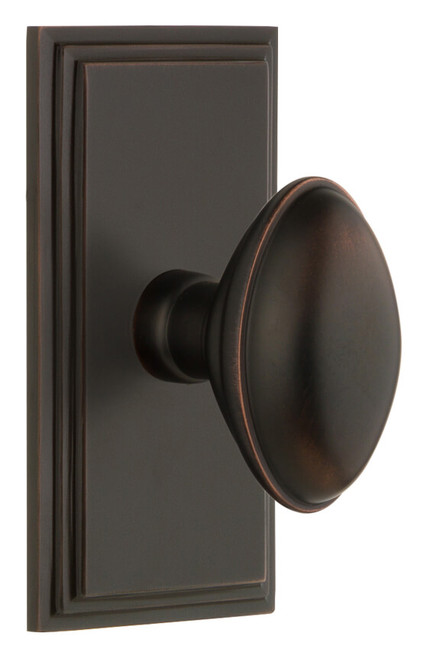 Grandeur Oval Eden Prairie Door Knob - Carre Short Plate - 121 x 64mm - Timeless Bronze