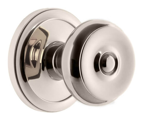 Grandeur Bouton Door Knob - Circulaire Rosette - 69mm - Polished Nickel