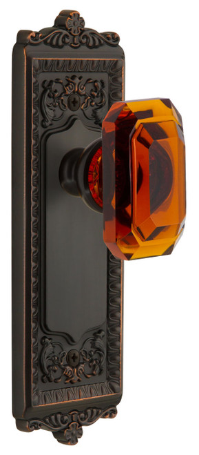 Grandeur Baguette Amber Crystal Door Knob - Windsor Plate - 220 x 67mm - Timeless Bronze